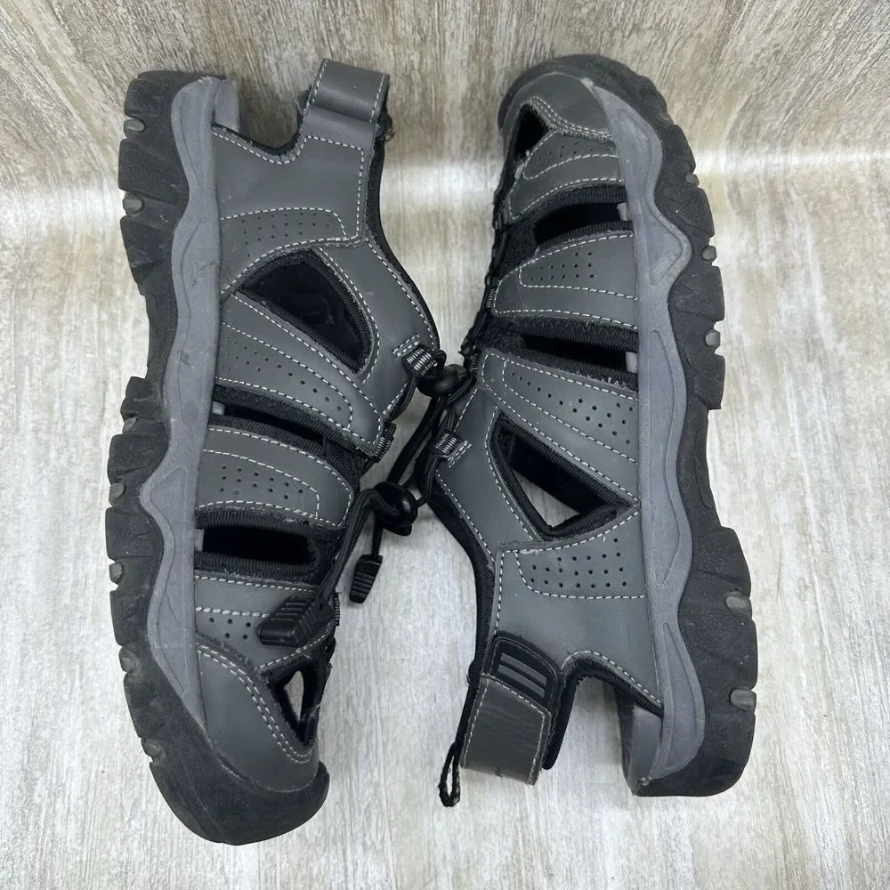 Eddie Bauer‎ Stewart Sandals Mens 9 Grey Leather Outdoor Fisherman Hiking